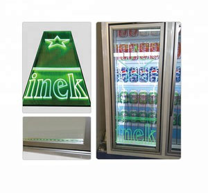 Nuevo diseño de puerta de vidrio con logotipo LED/Puerta de vidrio con luz LED-PAD-01